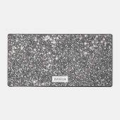 Faux Silver Glitter Texture Kijk & Aangepaste naam Bureaumat (Voorkant)