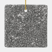 Faux Silver Glitter Texture Kijk & Aangepaste naam Keramisch Ornament (Achterkant)