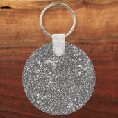 Faux Silver Glitter Texture Kijk & Custom Monogram Sleutelhanger (Achterkant)
