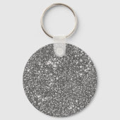 Faux Silver Glitter Texture Kijk & Custom Monogram Sleutelhanger (Achterkant)