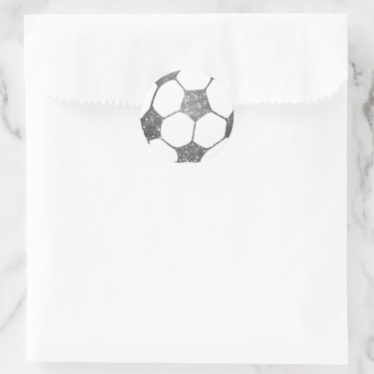 Faux Silver Glitter Voetbal Sticker (Tas)