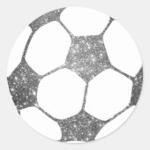 Faux Silver Glitter Voetbal Sticker (Voorkant)