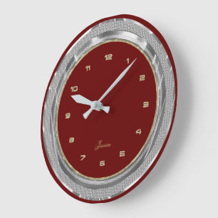 Faux Silver & Gold Border, aangepaste rode achterg Grote Klok