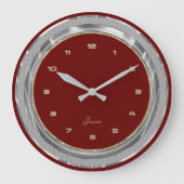 Faux Silver & Gold Border, aangepaste rode achterg Grote Klok (Voorkant)