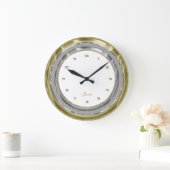 Faux Silver & Gold Border - Aangepaste, witte acht Grote Klok (Huis)