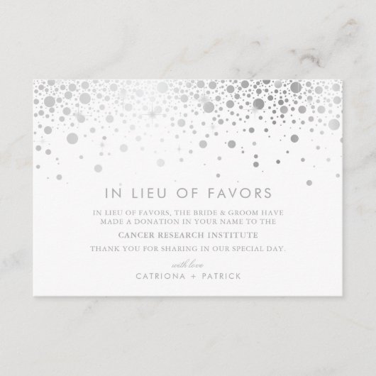 Faux Silver Gold Foil Confetti in Lieu Favors Informatiekaartje (Voorkant)