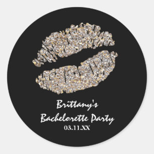 Faux Silver Gold Sparkle Lips Kiss Party Favor Ronde Sticker
