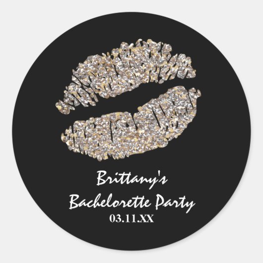 Faux Silver Gold Sparkle Lips Kiss Party Favoriet Ronde Sticker (Voorkant)