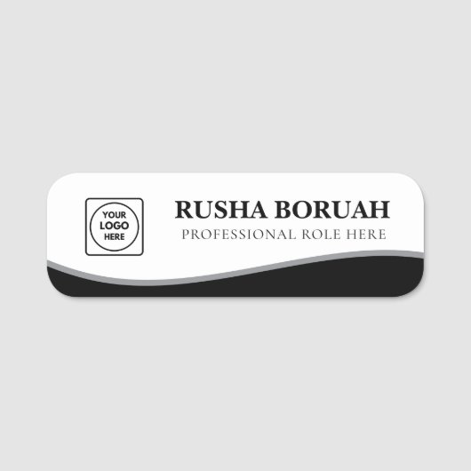 Faux Silver Gradient Logo Badge nametags (Voorkant)