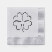 Faux Silver Grey Clover Good Luck Servet (Voorkant)