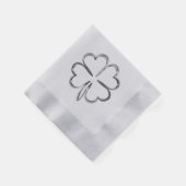 Faux Silver Grey Clover Good Luck Servet (Hoek)