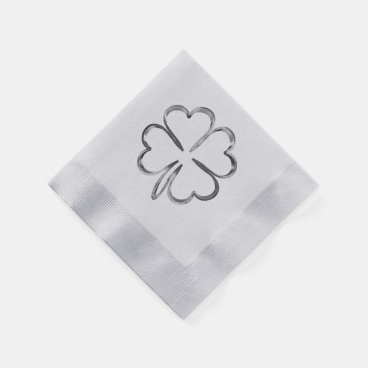 Faux Silver Grey Clover Good Luck Servet (Hoek)