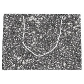 Faux Silver Grey Glitter Texture Let op design Groot Cadeauzakje (Voorkant)