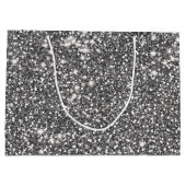 Faux Silver Grey Glitter Texture Let op design Groot Cadeauzakje (Achterkant)