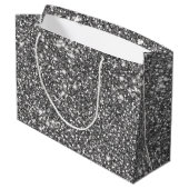 Faux Silver Grey Glitter Texture Let op design Groot Cadeauzakje (Achterkant Gekanteld)