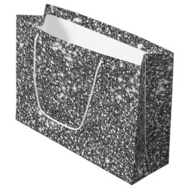 Faux Silver Grey Glitter Texture Let op design Groot Cadeauzakje