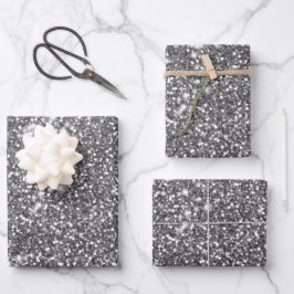Faux Silver Grey Glitter Texture Let op design Inpakpapier Vel