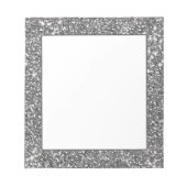 Faux Silver Grey Glitter Texture Let op design Notitieblok (Voorkant)
