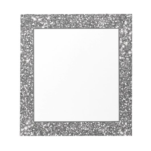 Faux Silver Grey Glitter Texture Let op design Notitieblok (Voorkant)
