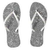 Faux Silver Grey Glitter Texture Let op design Teenslippers (Voetbed)