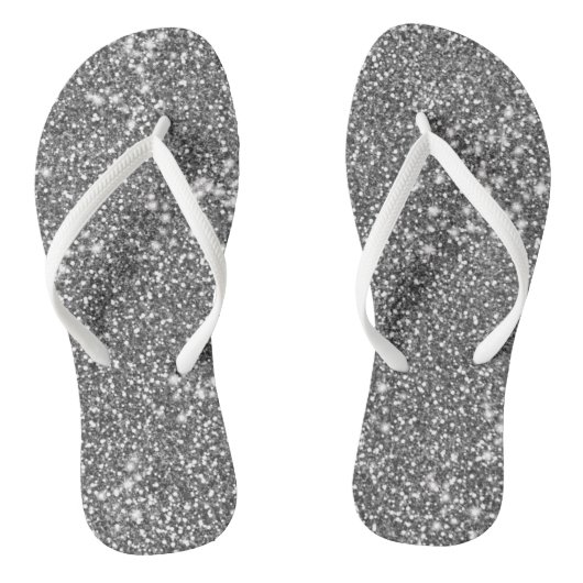 Faux Silver Grey Glitter Texture Let op design Teenslippers (Voetbed)