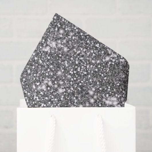 Faux Silver Grey Glitter Texture Let op design Tissuepapier (Cadeauzakje)