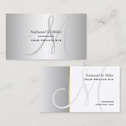 Faux Silver Grey Gradient DIY Visitekaartje (Voorkant / Achterkant)