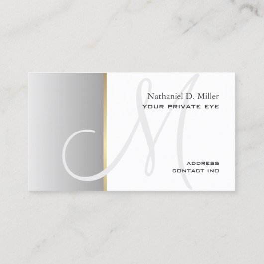 Faux Silver Grey Gradient DIY Visitekaartje (Achterkant)