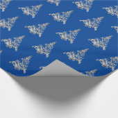 Faux Silver Grey Kerstmis Pattern Blue Cadeaupapier (Hoek)