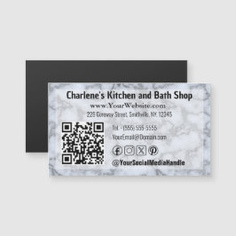 Faux Silver Grey Marble Magnetisch Visitekaartje