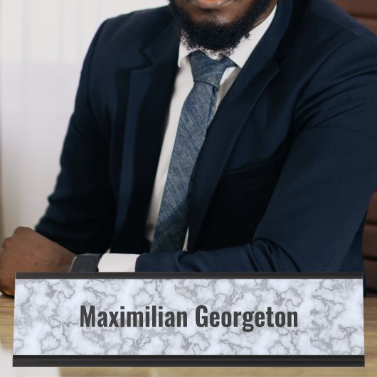 Faux Silver Grey Marble - Neutraal voor elke kanto Bureau Naambordje