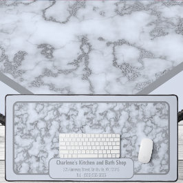 Faux Silver Grey Marble - Neutraal voor elke kanto Bureaumat