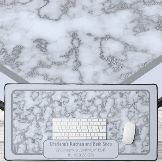 Faux Silver Grey Marble - Neutraal voor elke kanto Bureaumat