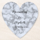 Faux Silver Grey Marble-Silver Bruiloft Jubileum Kartonnen Onderzetters (Voorkant)