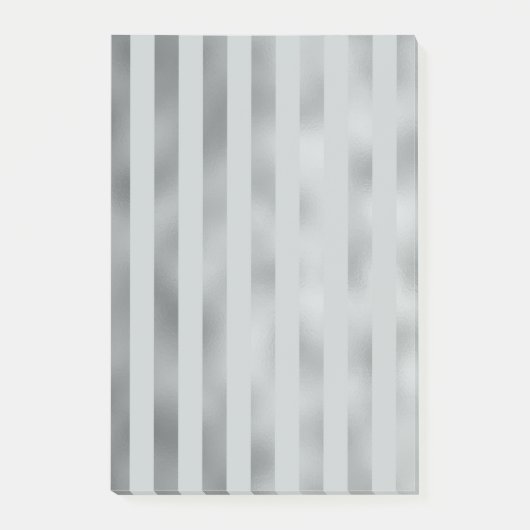 Faux Silver Grey Metallic Vertical Wide Stripe Post-it® Notes (Voorkant)