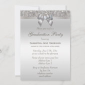 Faux Silver Jewels Bow Girls Graduparty Kaart (Achterkant)