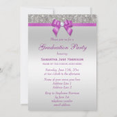 Faux Silver Jewels Radiant Orchid Graduparty Kaart (Achterkant)