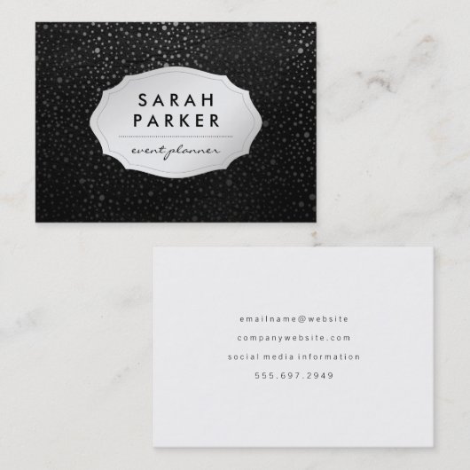 Faux Silver Label met Chic Metallic Dot Pattern (Voorkant / Achterkant)