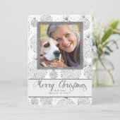 Faux Silver Leaf met de prettige kerstfoto Feestdagenkaart (Staand voorkant)