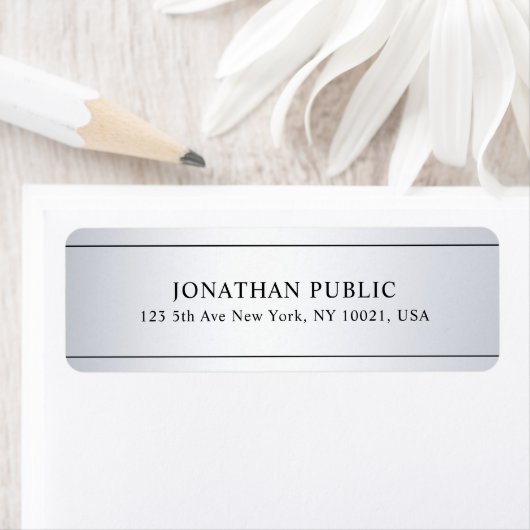 Faux Silver Look Modern Clean Sjabloon Custom Etiket (Insitu)