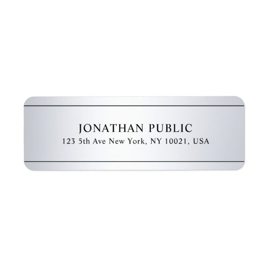 Faux Silver Look Modern Clean Sjabloon Custom Etiket (Voorkant)