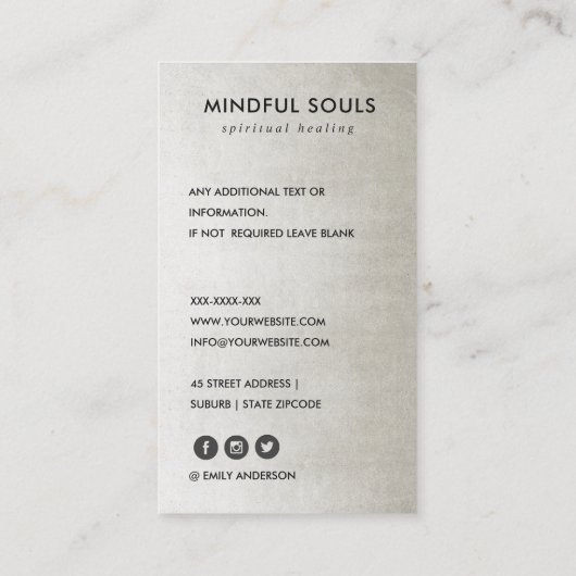 FAUX SILVER LOTUS SIMPLE REIKI SPIRITUELE HEALER VISITEKAARTJE (Achterkant)