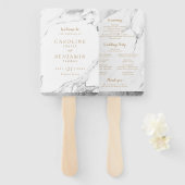 Faux Silver Marble luxe modern trouwprogramma Handwaaier (Voorkant en achterkant)