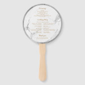 Faux Silver Marble luxe modern trouwprogramma Handwaaier (Achterkant)