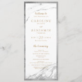 Faux Silver Marble luxe modern trouwprogramma Programmakaart (Voorkant)