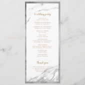 Faux Silver Marble luxe modern trouwprogramma Programmakaart (Achterkant)
