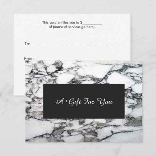 Faux Silver Marble Spa en Salon Gift Certificate (Voorkant / Achterkant)