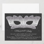 Faux Silver Mask Masquerade Party Uitnodigingen (Voorkant / Achterkant)