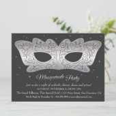 Faux Silver Mask Masquerade Party Uitnodigingen (Staand voorkant)