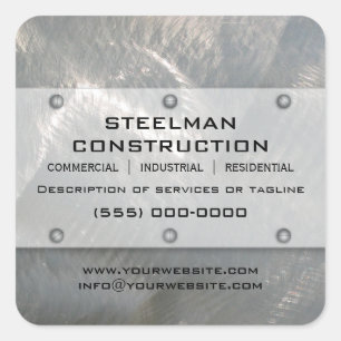 Faux Silver Metal-look, geborsteld Vierkante Sticker